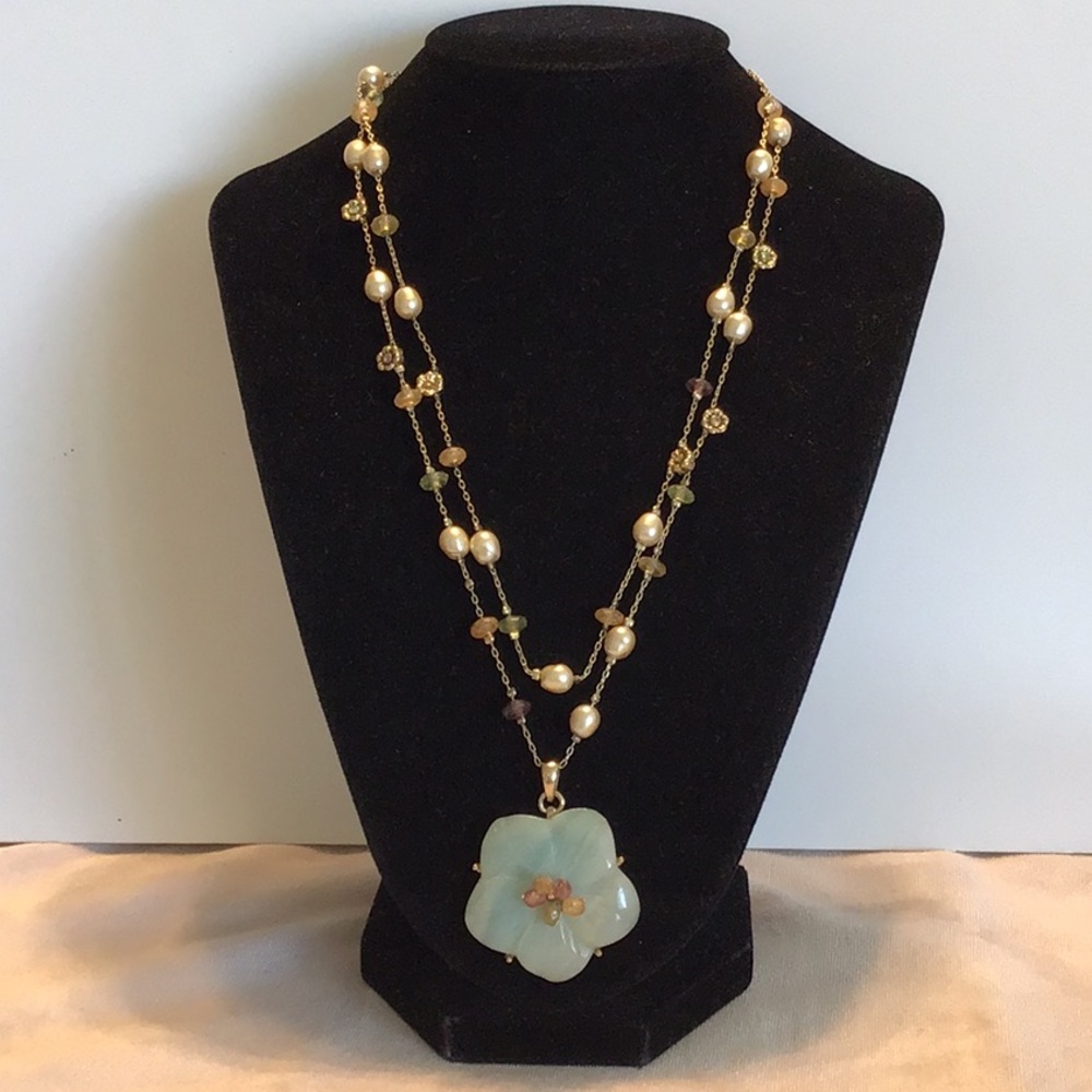 Vintage Jade & Pearls Double Strand Necklace - Picture 8 of 8